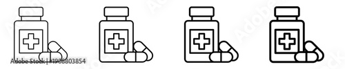 Pill Bottle  Icon Set Different Style Collection