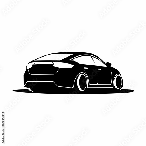 black and white silhouette vector racing sedan car