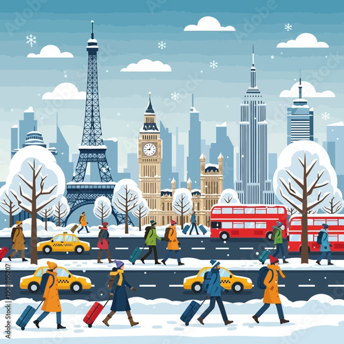 Winter City Travel - Iconic Landmarks and People