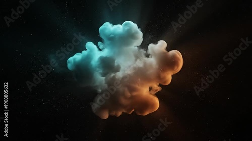 Colorful Smoke Clouds on Black Background.
