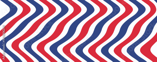 Barber shop concept pattern. Vector red, white and blue diagonal lines seamless texture