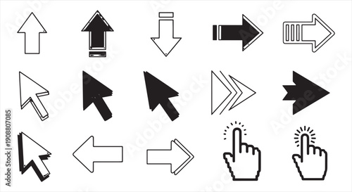 Directional Arrow Control Icons – UI Navigation and Multimedia Button Symbol Set