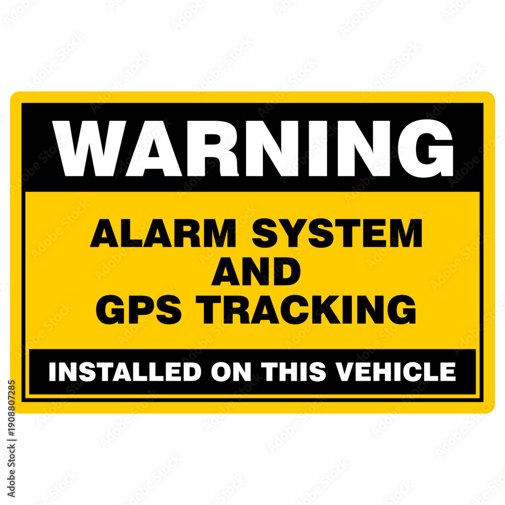 Obraz premium Warning, alarm system and GPS Tracking, sticker vector