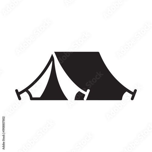 Simple black outline of a classic camping tent design