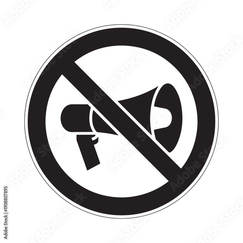 No speaking or loud noises allowed prohibition symbol shown