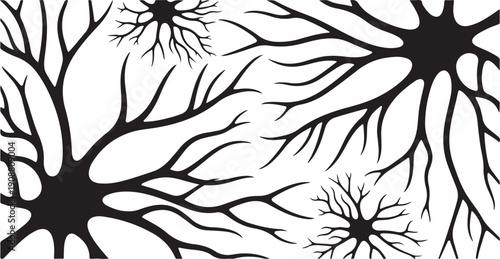 Neurons and neural network connections in the brain illustration