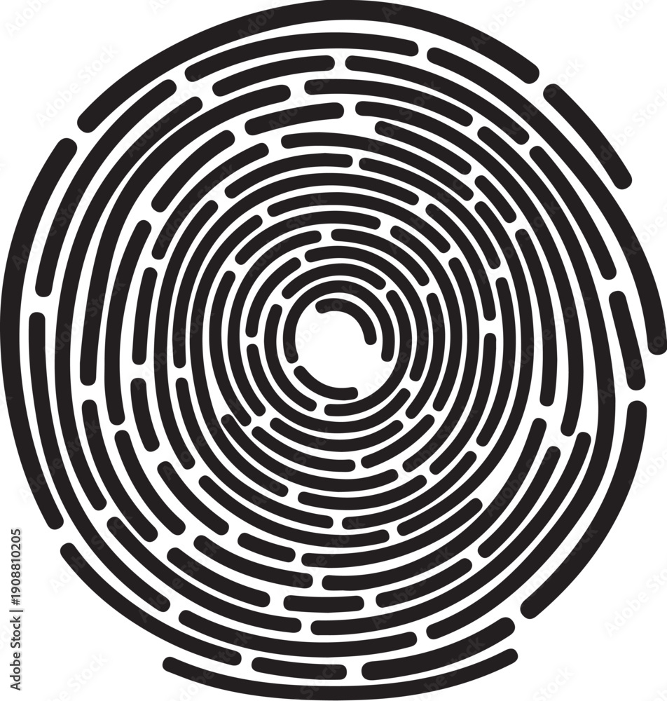 Fototapeta premium Circular maze design with black lines on white background