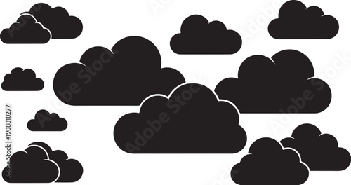 Black clouds on a white background illustration design