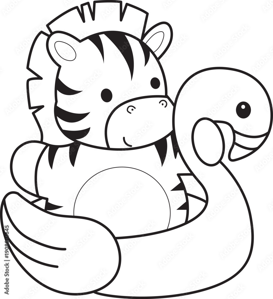 Obraz premium Coloring book of cute Zebra character clip art for children. Zebra 