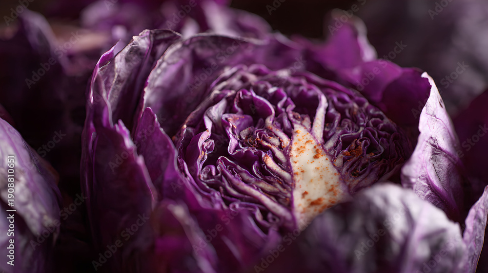 Obraz premium Vibrant Red Cabbage Close-Up