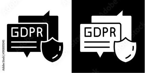 Gdpr Communication Shield  Icon Set White Glyph Style Collection
