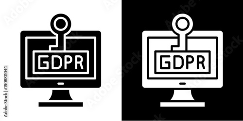 Gdpr Computer  Icon Set White Glyph Style Collection
