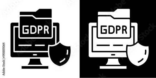 Gdpr Secure Folder  Icon Set White Glyph Style Collection
