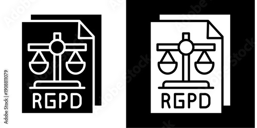 Rgpd Legal Document  Icon Set White Glyph Style Collection
