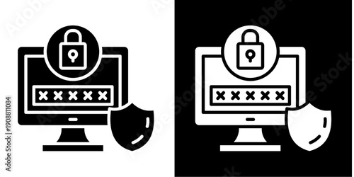 Secure Gdpr Login  Icon Set White Glyph Style Collection
