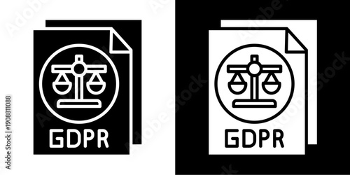 Gdpr Compliance Document  Icon Set White Glyph Style Collection

