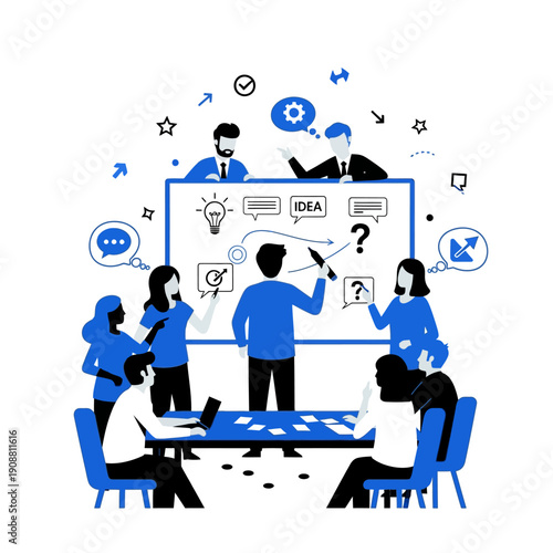 Team Collaboration and Brainstorming Session with Creative Ideas.