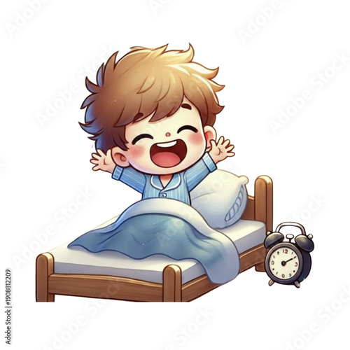 The boy is waking up 