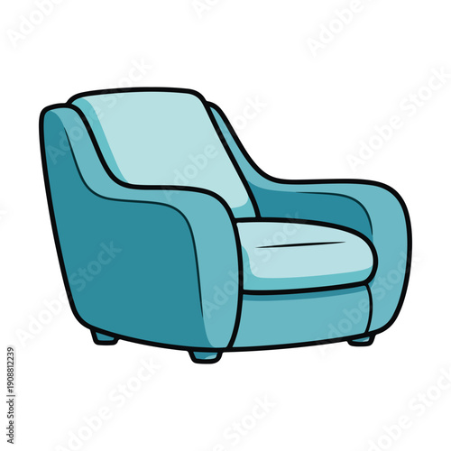 Simple comfortable armchair cartoon illustration