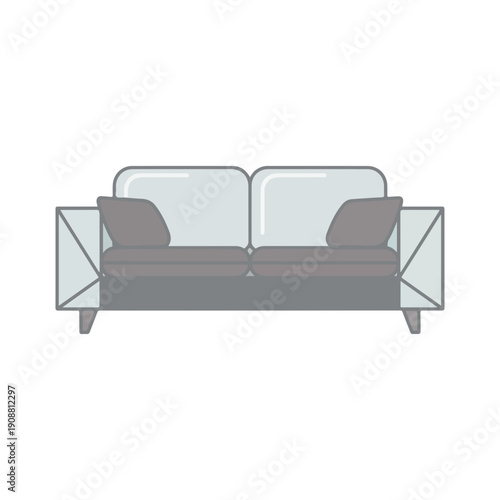 Minimalist Modern Two Seater Sofa Interior Furniture Vector Icon