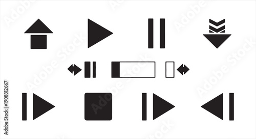 Arrow Control Icon Set – Directional Symbols for User Interface, Multimedia, and Navigation Design