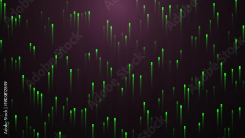Wallpaper Mural Abstract Green Digital Rain Falling Down on Dark Purple Background Torontodigital.ca