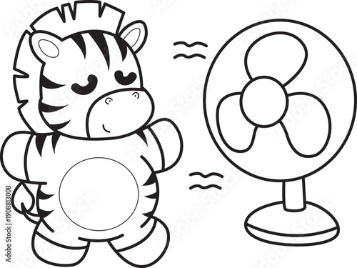 Coloring book of cute Zebra character clip art for children. Zebra 
