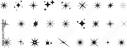 Collection of Star and Sparkle Symbols vector illustration