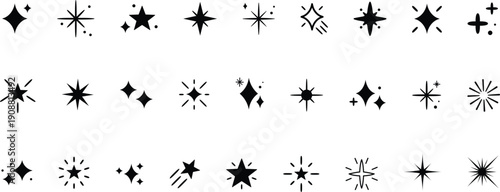 Hand Drawn Sparkle Star Icons vector illustration