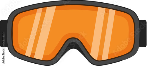 Orange Ski Goggles with Black Frame.