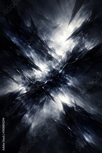 Abstract dark and light jagged shapes creating a dynamic texture.