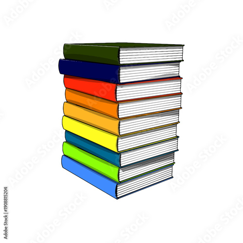 Hardcover Book with Bookmark on White Background. Vector Illustration.
