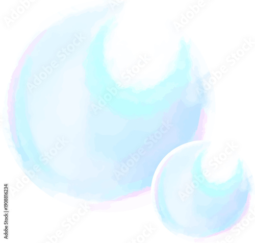 水彩タッチのふんわりしゃぼん玉イラスト