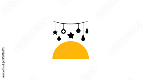 Black star and moon mobile decoration.