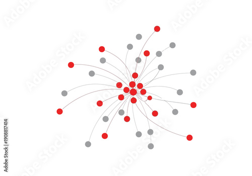 Abstract network structure visualization with interconnected nodes and radiating lines, representing data flow or relationships