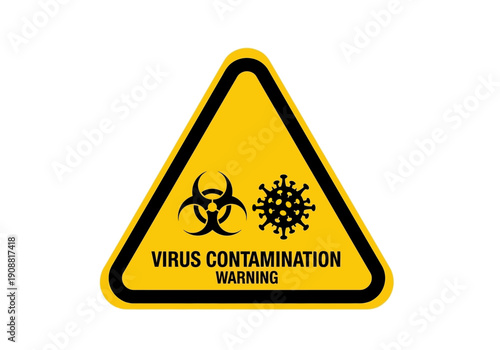 Biohazard warning symbol for virus contamination with the coronavirus icon