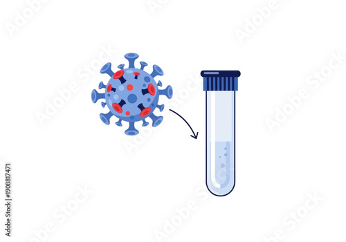 Virus Sample Being Transferred into Laboratory Test Tube Illustration