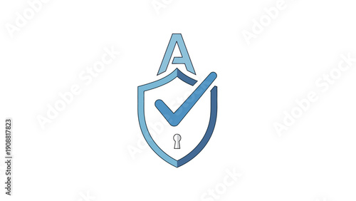 Shield with Checkmark and Letter A Logo.