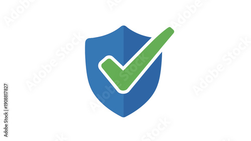 Shield with green check mark.