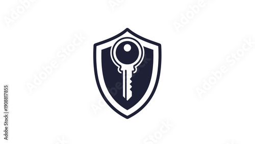 Shield with key icon symbol.