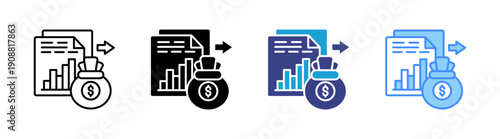 Expenses icon set multiple style collection