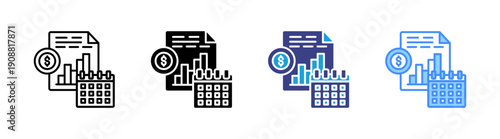 Financial Planning icon set multiple style collection