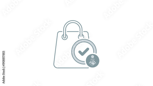 Shopping bag with check mark.