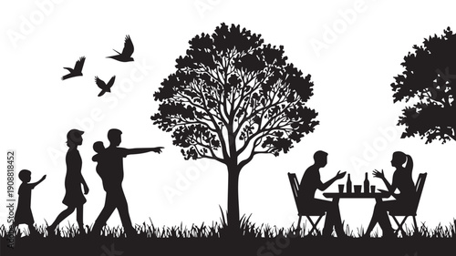 silhouettes of people working group of Happy people 
