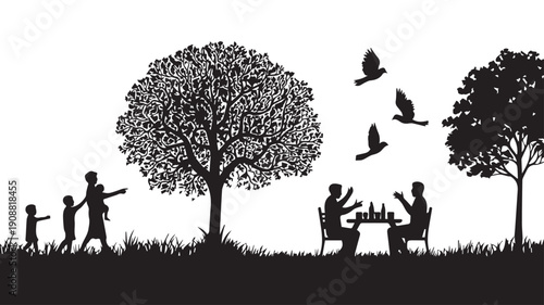 silhouettes of people working group of Happy people 
