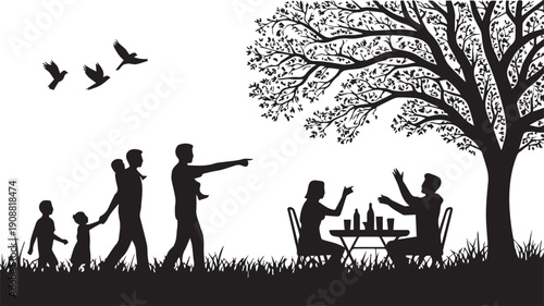 silhouettes of people working group of Happy people 
