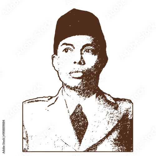 Military Man Vintage Portrait Illustration