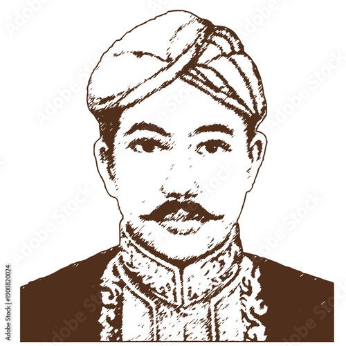 Traditional Man with Mustache Vintage Portrait