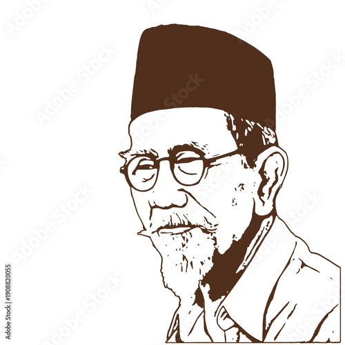 Elder Man with Traditional Hat Vintage Portrait
