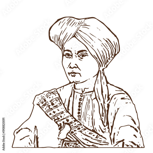 Traditional man Seated Portrait Illustration